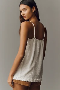 Maeve Sleeveless Textured Tie-Front Babydoll Top