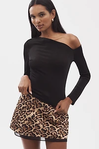 Endless Rose Long-Sleeve Asymmetric Shoulder Top