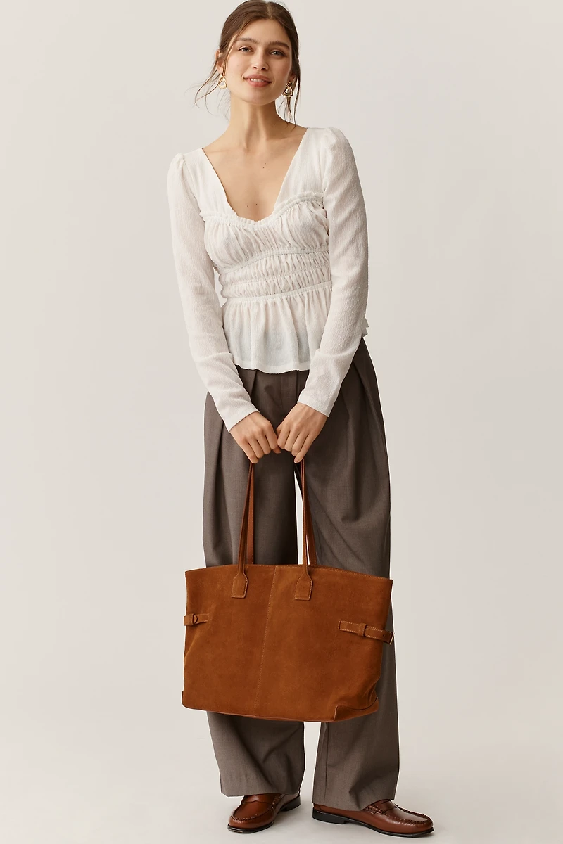 Maeve Long-Sleeve Smocked Top