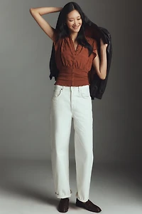 Maeve Market Day Waisted Short-Sleeve Top