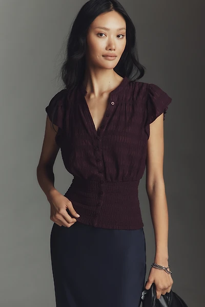 Maeve Market Day Waisted Short-Sleeve Top