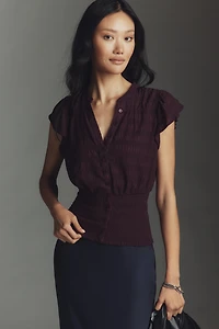 Maeve Market Day Waisted Short-Sleeve Top