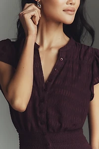 Maeve Market Day Waisted Short-Sleeve Top