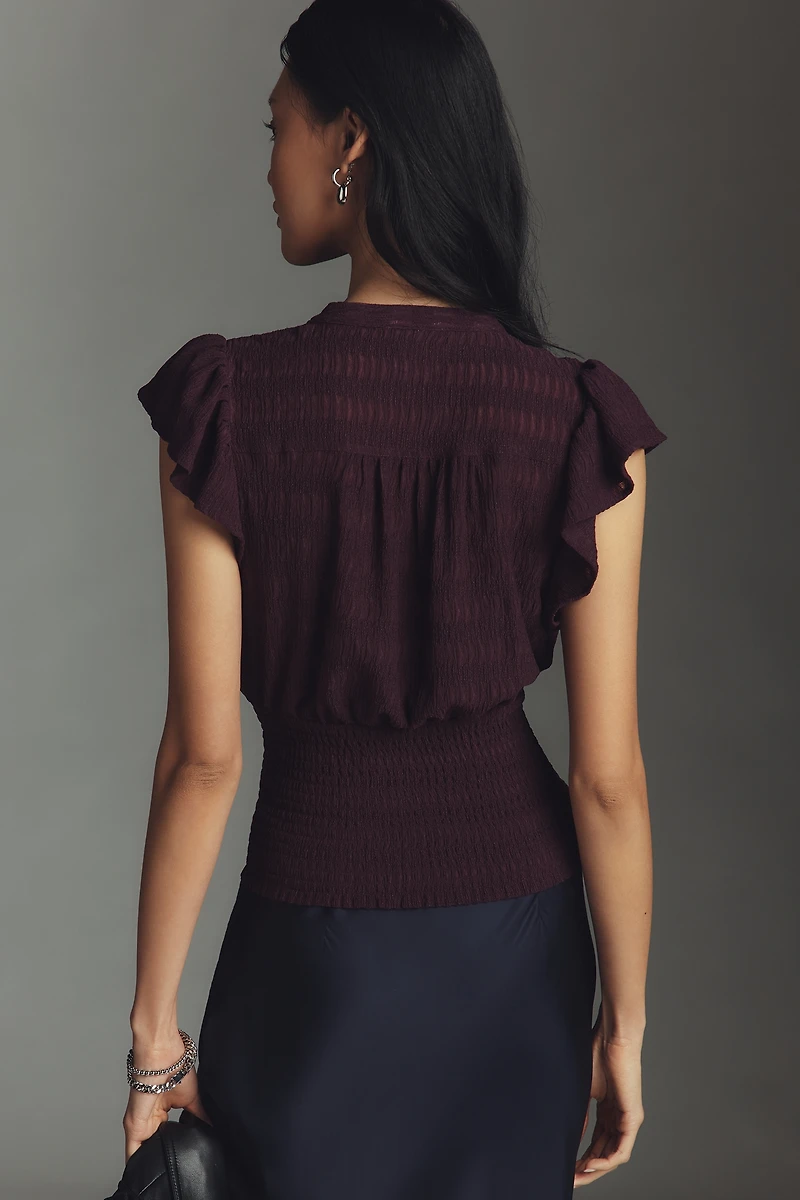 Maeve Market Day Waisted Short-Sleeve Top