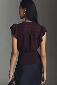 Maeve Market Day Waisted Short-Sleeve Top