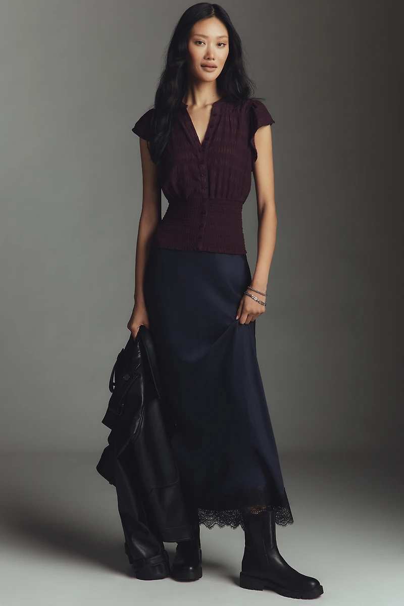 Maeve Market Day Waisted Short-Sleeve Top