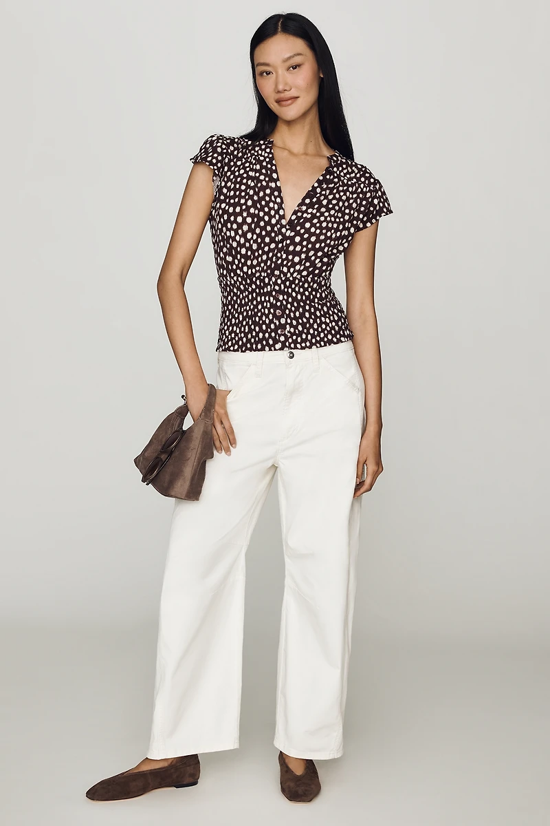Maeve Market Day Waisted Short-Sleeve Top
