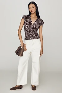 Maeve Market Day Waisted Short-Sleeve Top