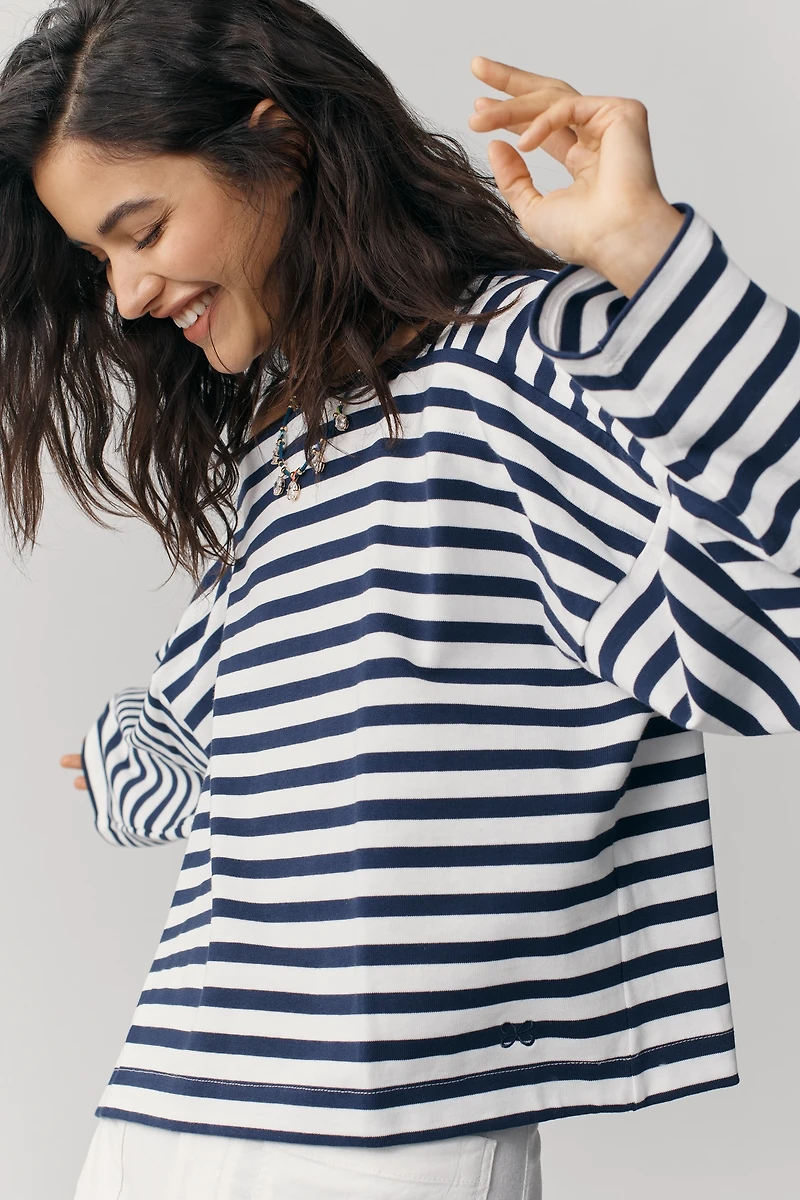 Maeve Pieced Stripe Long-Sleeve Shirt