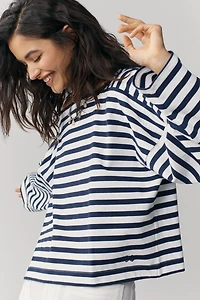 Maeve Pieced Stripe Long-Sleeve Shirt