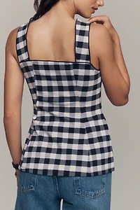 Maeve Square-Neck Button-Front Tank