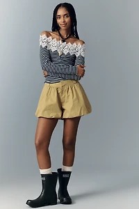 Maeve Off-Shoulder Long-Sleeve Lace T-Shirt