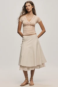 By Anthropologie Laced V-Neck T-Shirt