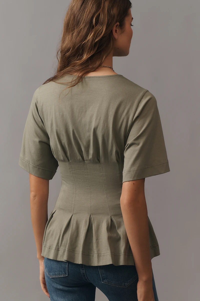 By Anthropologie Waisted Short-Sleeve Tie-Front T-Shirt