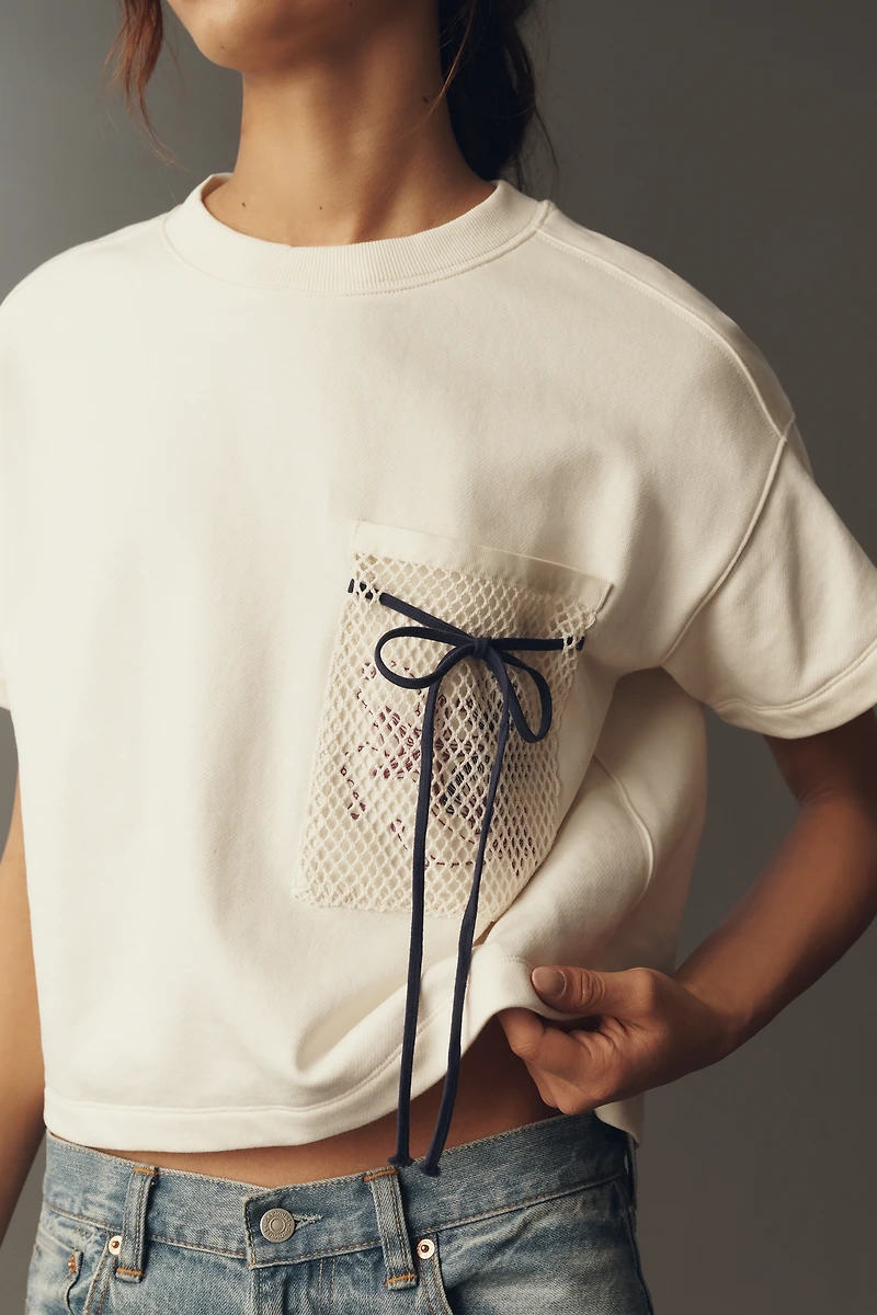 Maeve Cotton Seashell Mesh Pocket Tee