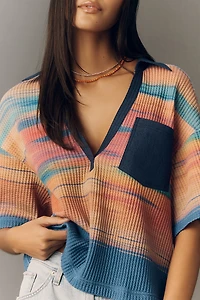 Pilcro Cotton Waffle Knit V-Neck Top