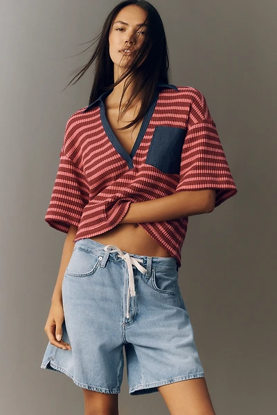 Pilcro Cotton Waffle Knit V-Neck Top