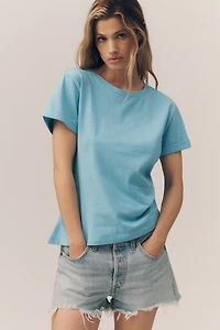 By Anthropologie Cotton Ruched Asymmetric Tee
