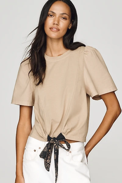 Pilcro Puff-Sleeve Bandana Drawstring Top