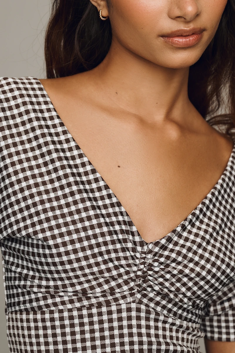 Maeve Gingham Short-Sleeve Blouse