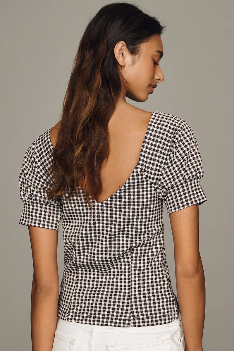 Maeve Gingham Short-Sleeve Blouse
