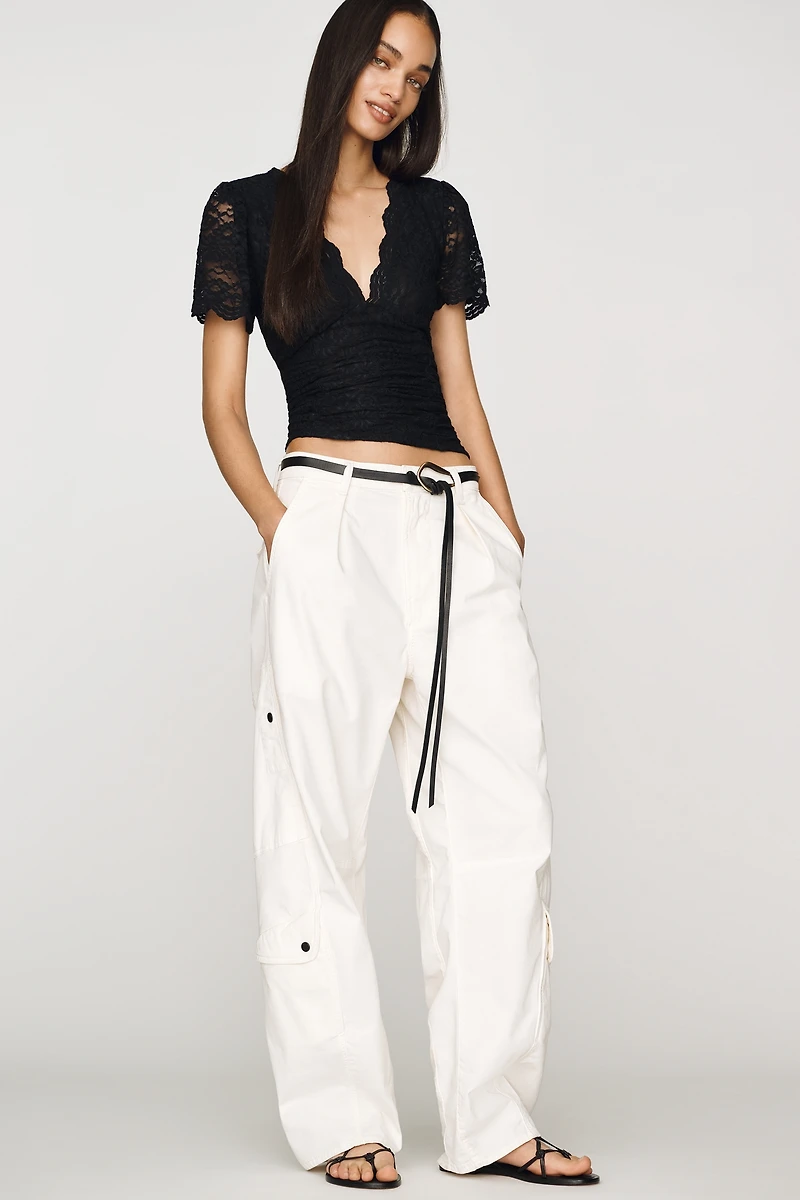 By Anthropologie Plunge Lace Tee