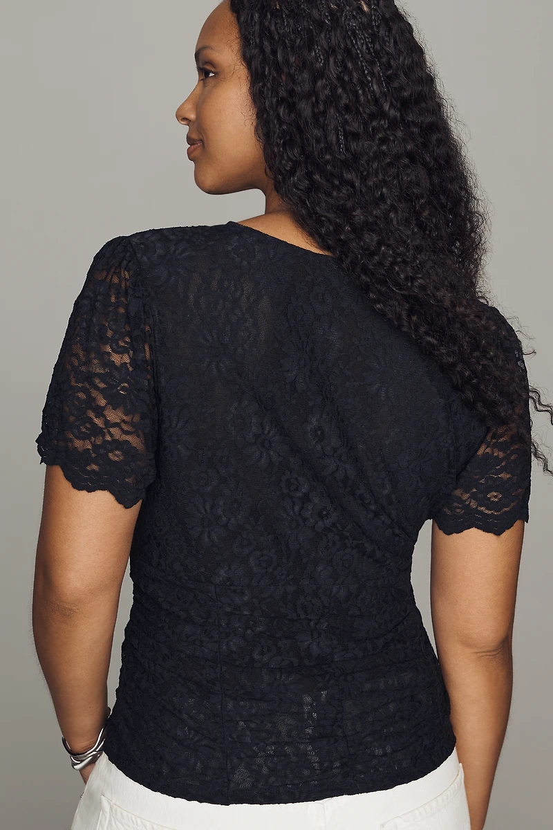 By Anthropologie Plunge Lace Tee