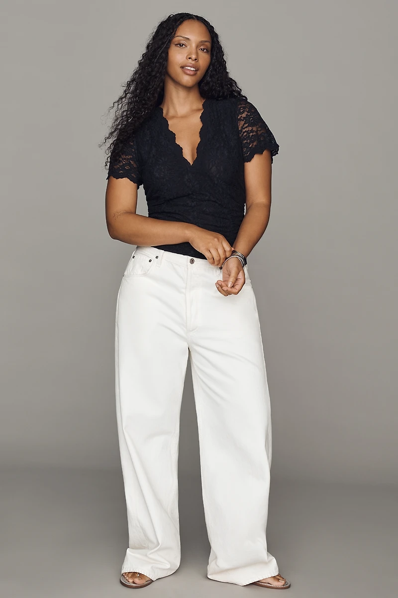 By Anthropologie Plunge Lace Tee
