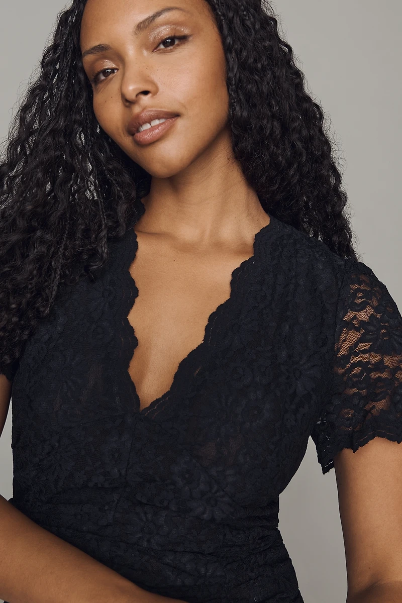By Anthropologie Plunge Lace Tee