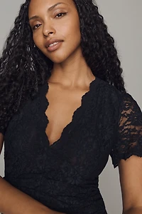 By Anthropologie Plunge Lace Tee