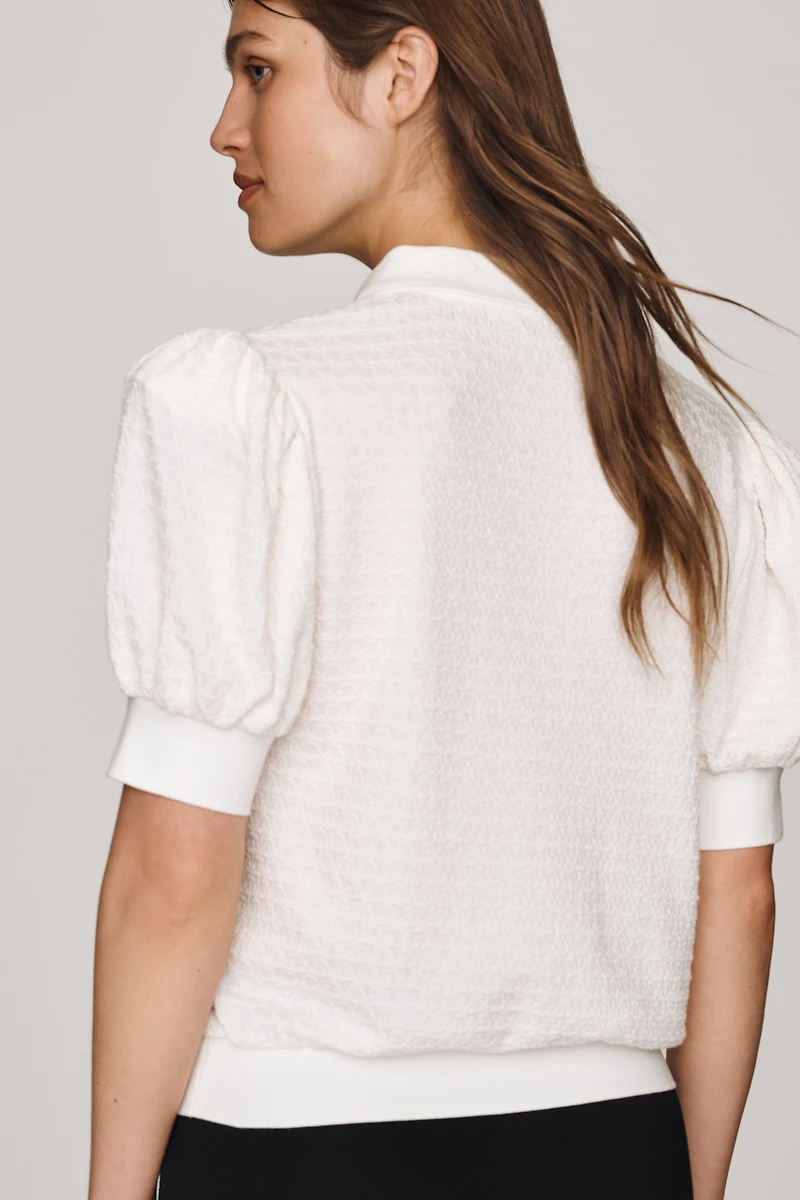 Maeve Puff-Sleeve Collared Top