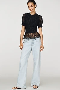 By Anthropologie Lace Peplum Top