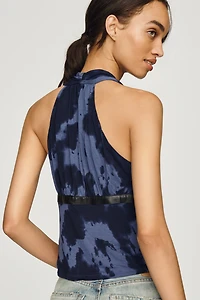 By Anthropologie Faux-Leather-Trim Halter Top