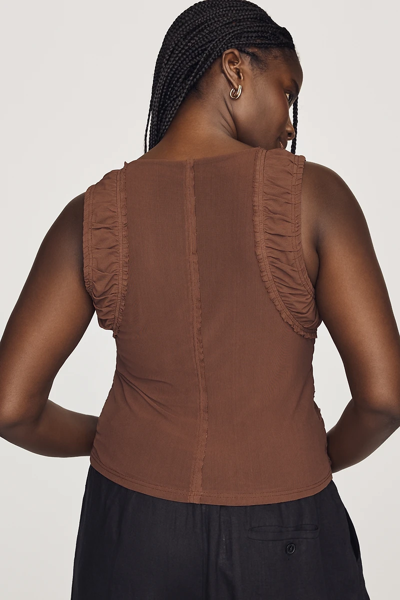 Pilcro Ruched Mesh Tank