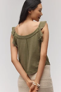 Pilcro Ruffle-Trim Scoop-Neck Tank