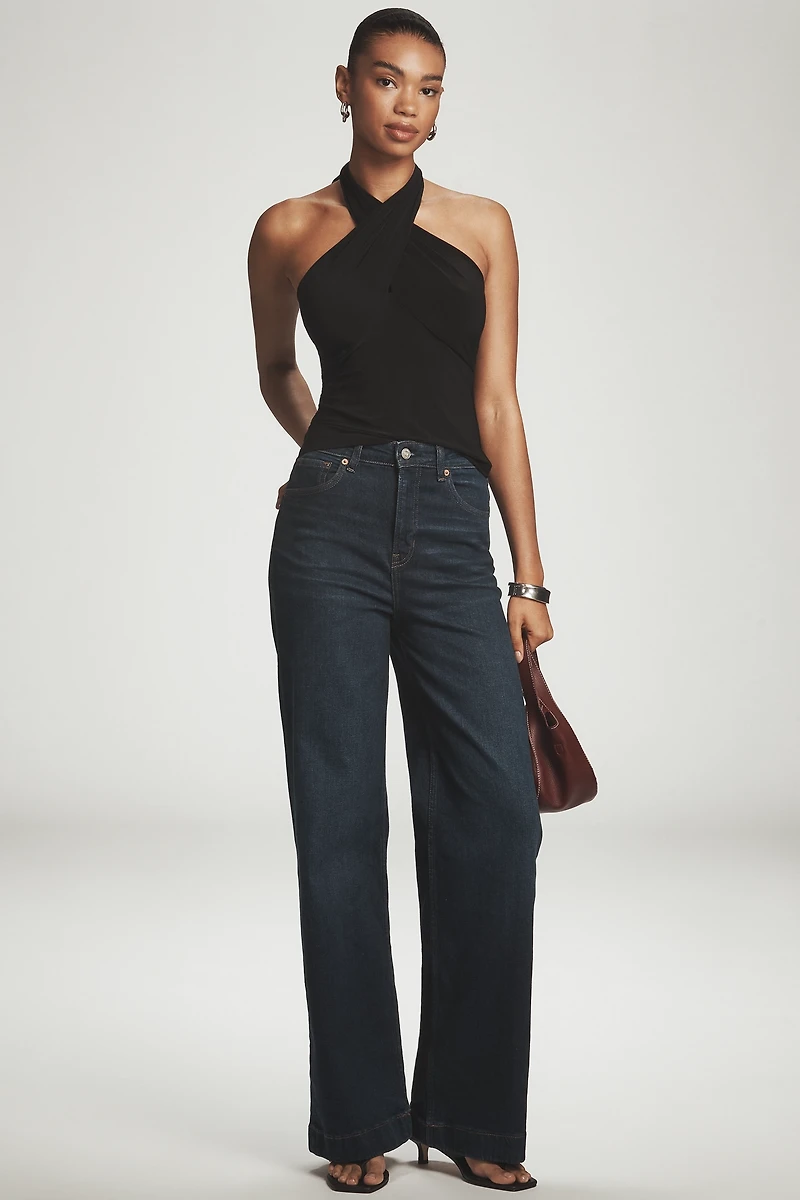 By Anthropologie Tie-Neck Shirred Halter Top