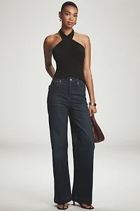 By Anthropologie Tie-Neck Shirred Halter Top