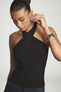 By Anthropologie Tie-Neck Shirred Halter Top