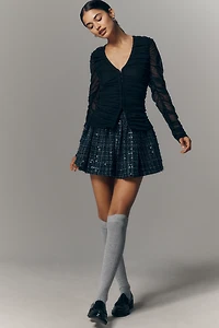 Maeve Ruched Long-Sleeve V-Neck Top