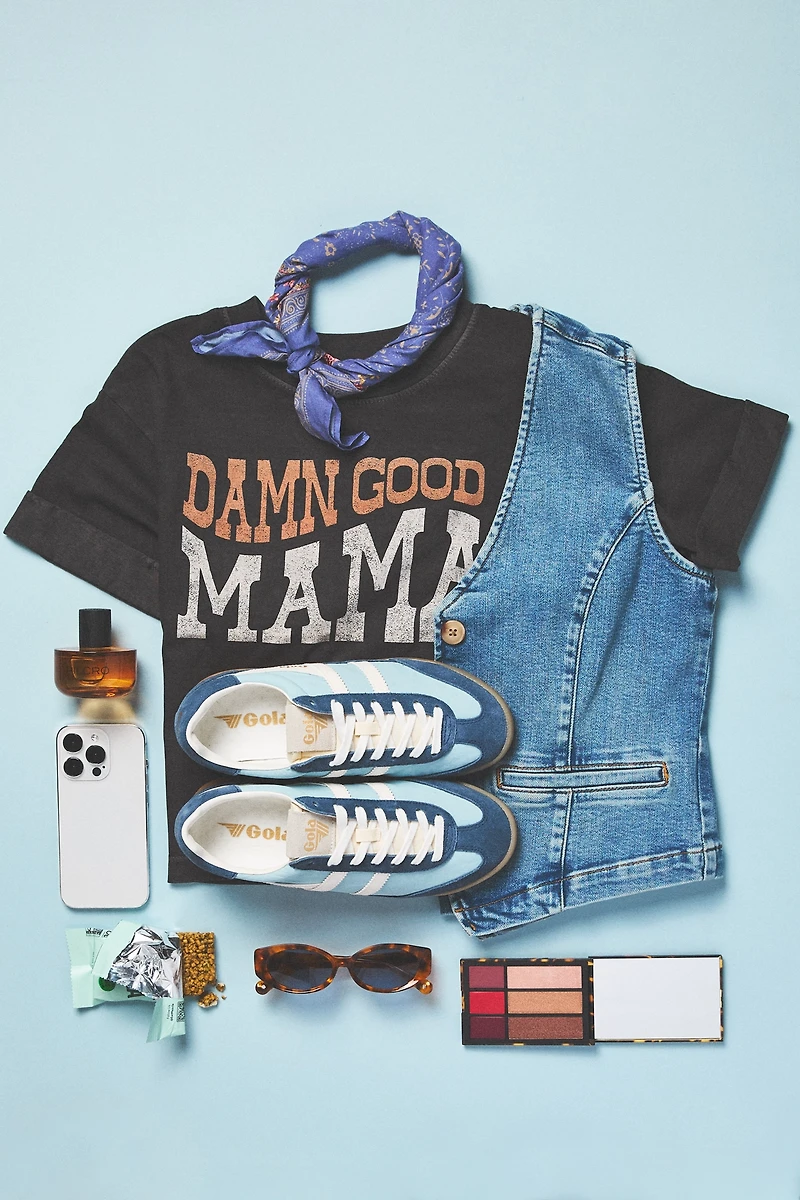 Girl Dangerous Damn Good Mama Crop Boyfriend Tee
