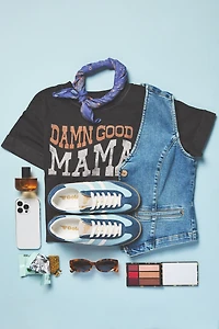 Girl Dangerous Damn Good Mama Crop Boyfriend Tee