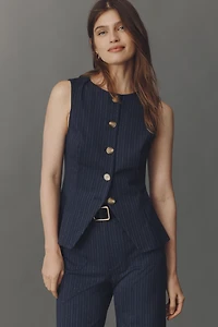 Maeve Pinstripe Button-Front Knit Vest