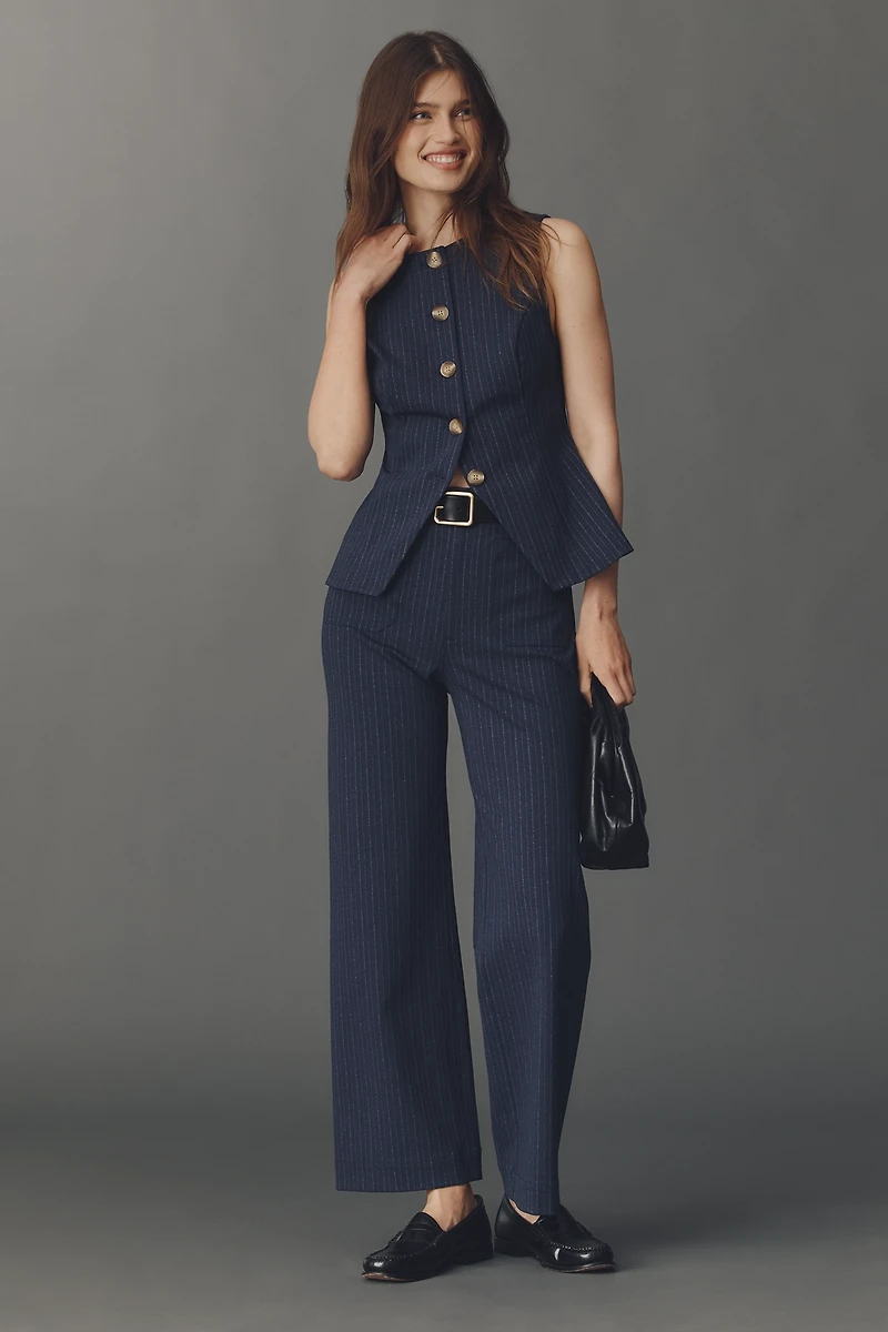 Maeve Pinstripe Button-Front Knit Vest