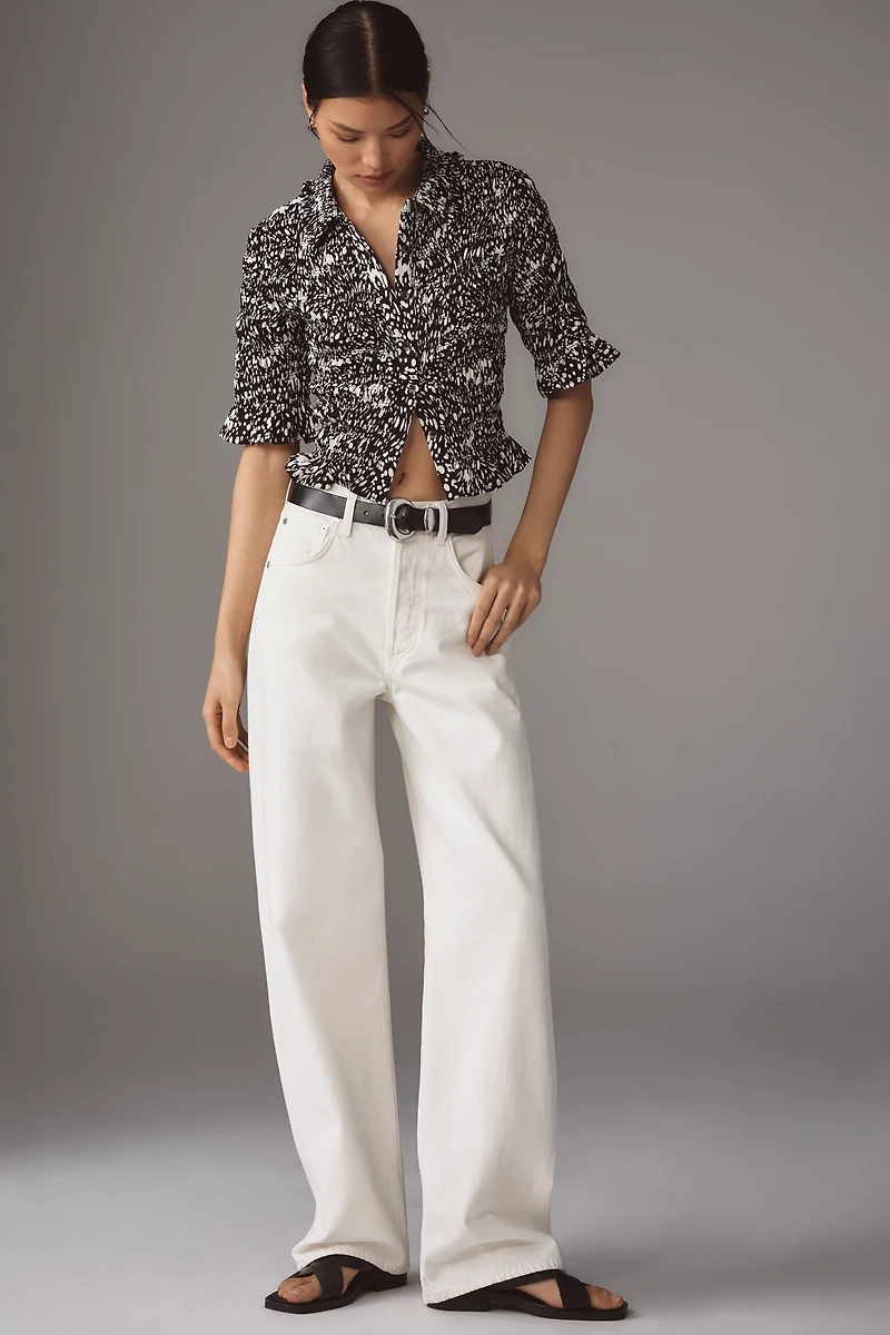 Maeve Smocked Button-Front Top