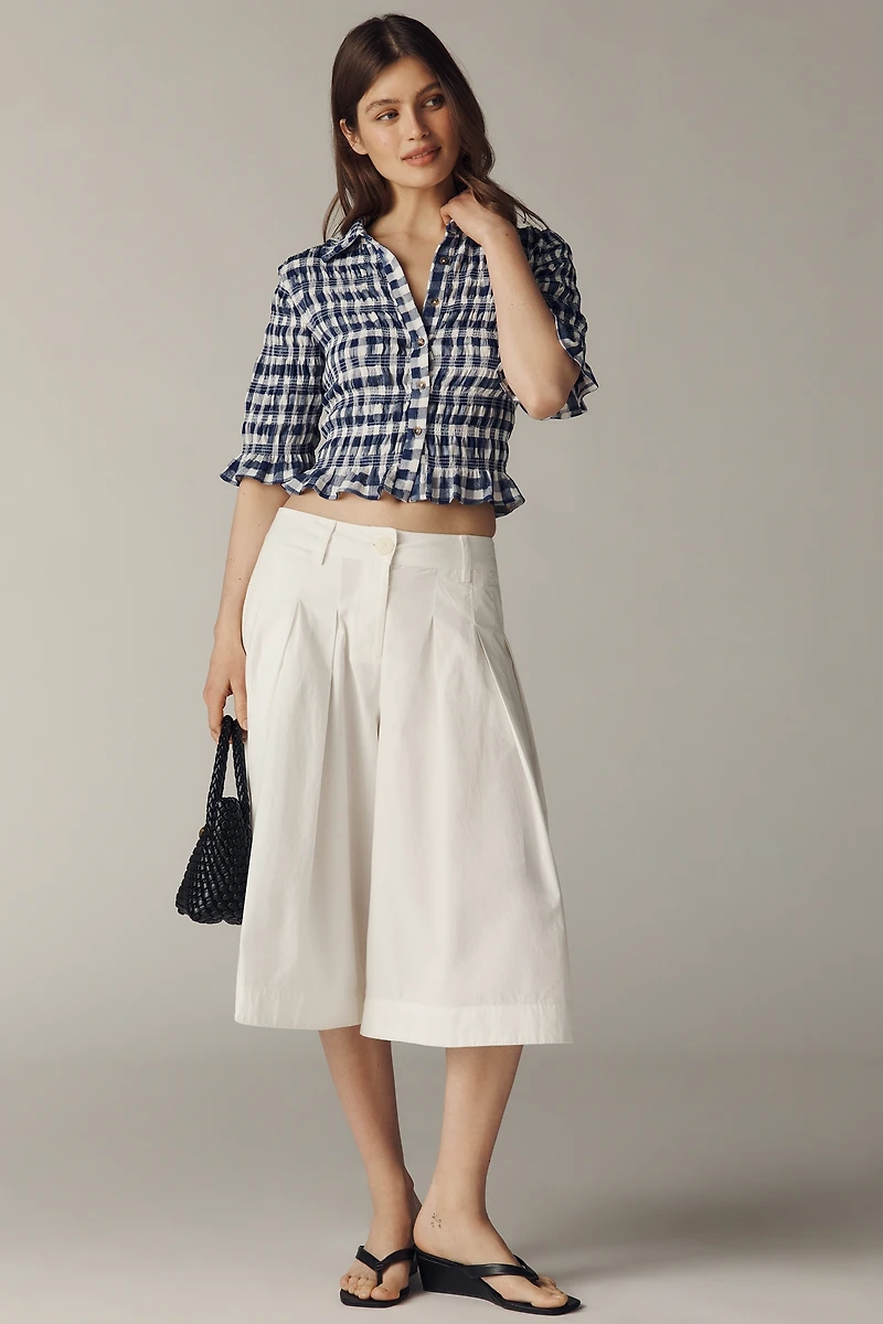 Maeve Smocked Button-Front Top