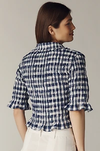 Maeve Smocked Button-Front Top