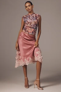 Maeve Mock-Neck Mesh Muscle Top