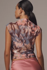 Maeve Mock-Neck Mesh Muscle Top