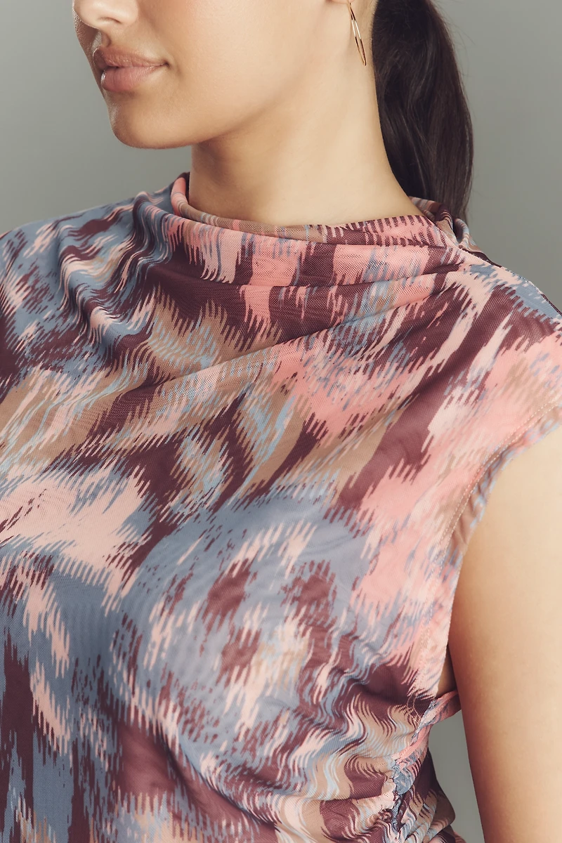 Maeve Mock-Neck Mesh Muscle Top