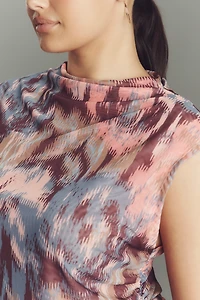 Maeve Mock-Neck Mesh Muscle Top